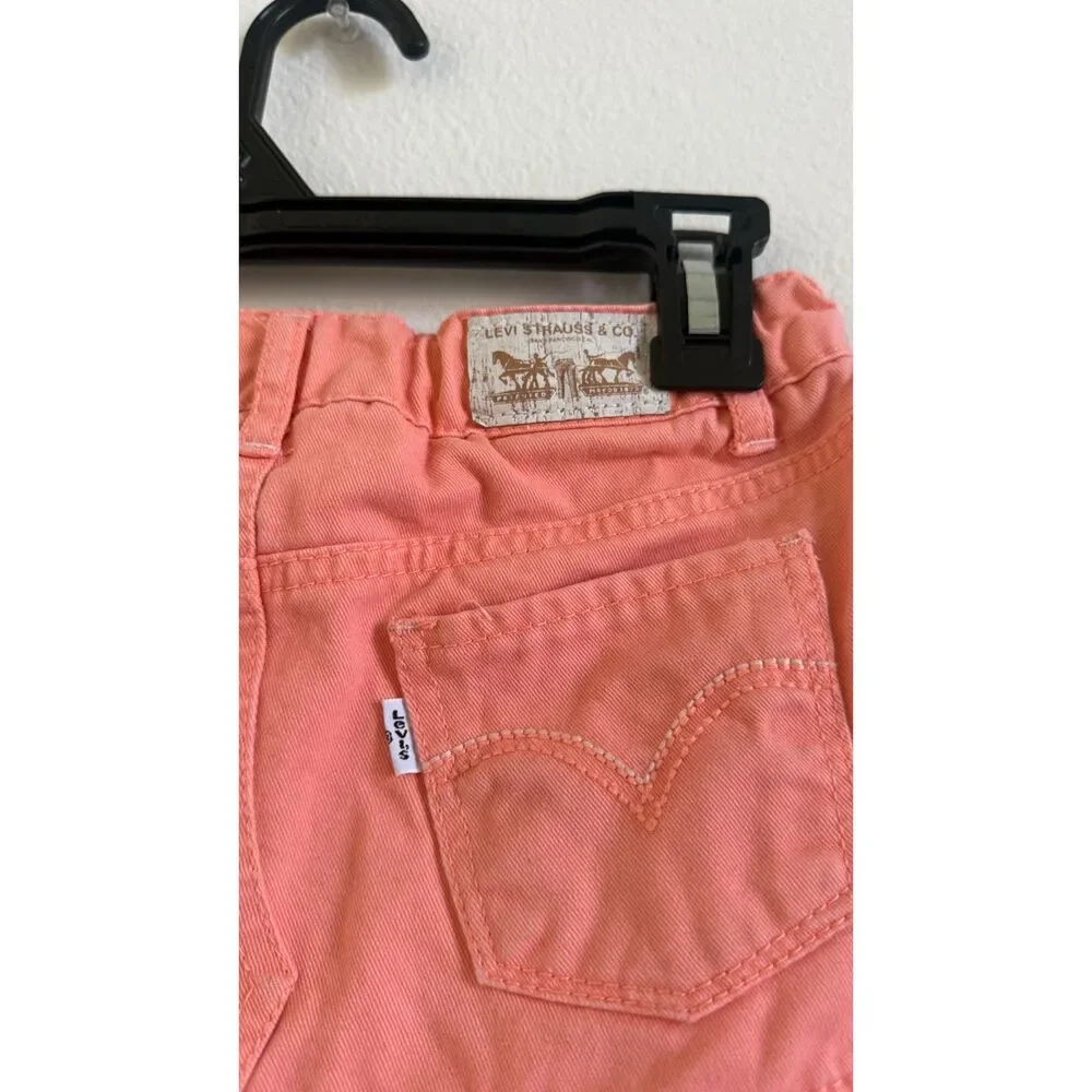 Levi’s Girls Size 6 Scooter Skort Coral Pink Denim Ruffle Hem Y2K Kids